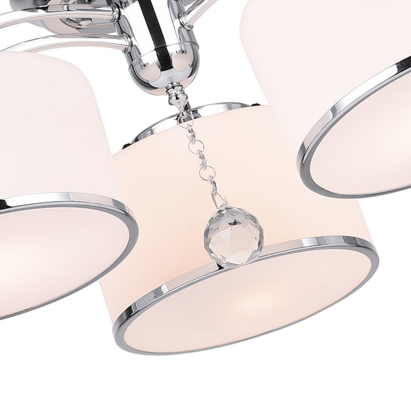 Frosted 3 Light Drum Shade Flush Mount With Chrome Finish